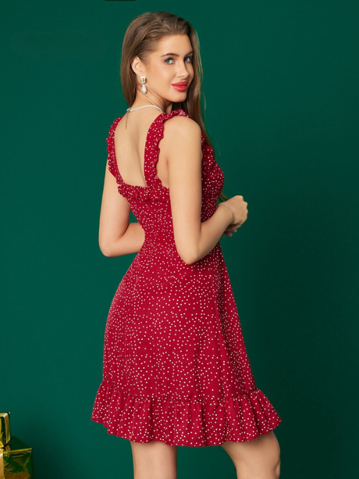 Vestido Casual de Coração com Bainha de Babados