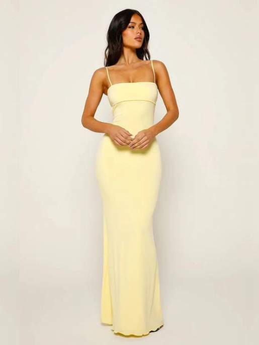 Vestido Longo Recorte Clara Amarelo