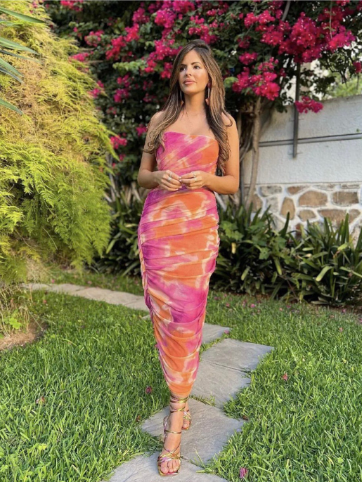 Vestido Midi Estampado Tule