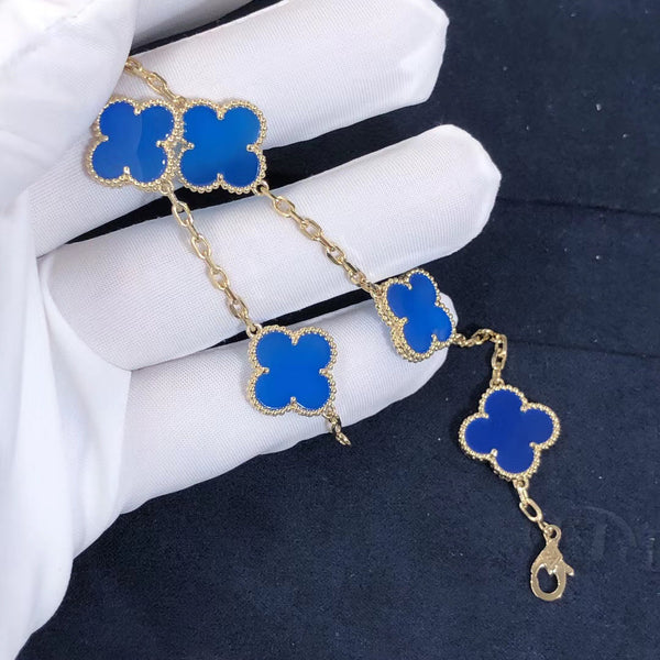 Pulseira Vintage Alhambra 5 Trevos Banhado a Ouro 18K