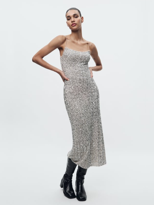 Vestido Midi Lantejoulas Justo Angel Espelho da Moda