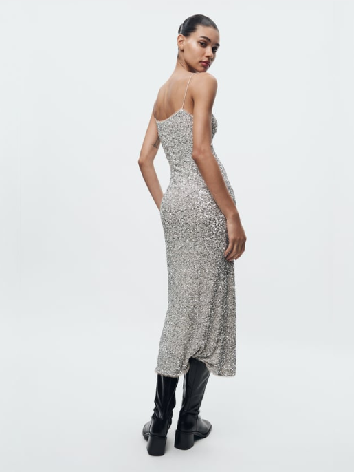 Vestido Midi Lantejoulas Justo Angel Espelho da Moda