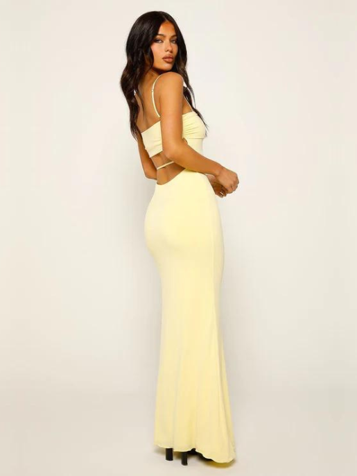 Vestido Longo Recorte Clara Amarelo