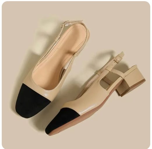 Scarpin Khaki Couro Cap Toe Aberto