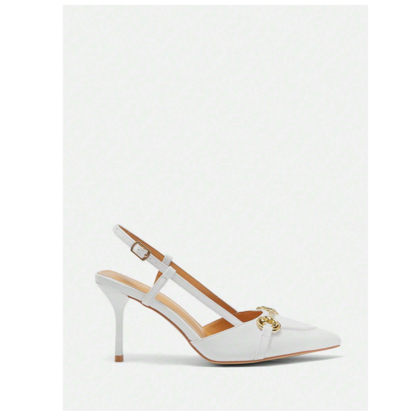 Scarpin Branco Couro Salto Alto Luna Charme