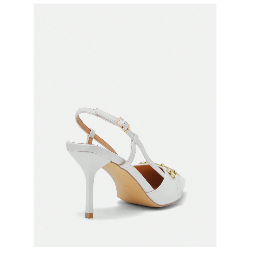 Scarpin Branco Couro Salto Alto Luna Charme