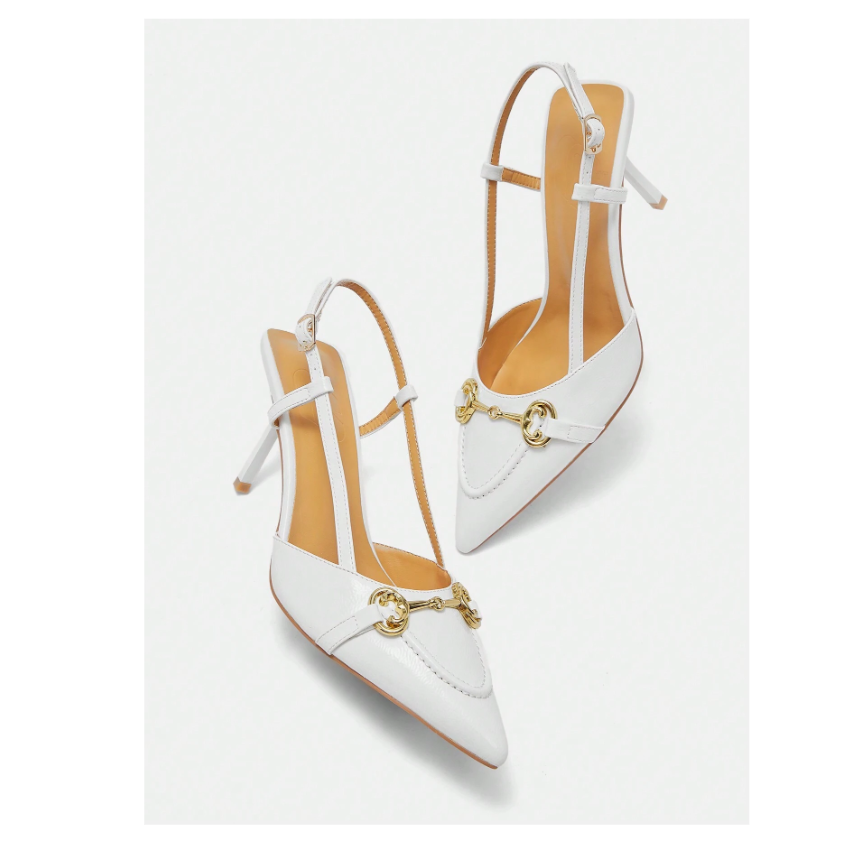 Scarpin Branco Couro Salto Alto Luna Charme
