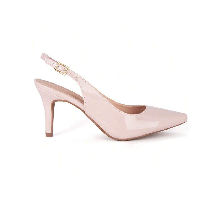 Scarpin Rosê Verniz Salto Alto Slingback Aria
