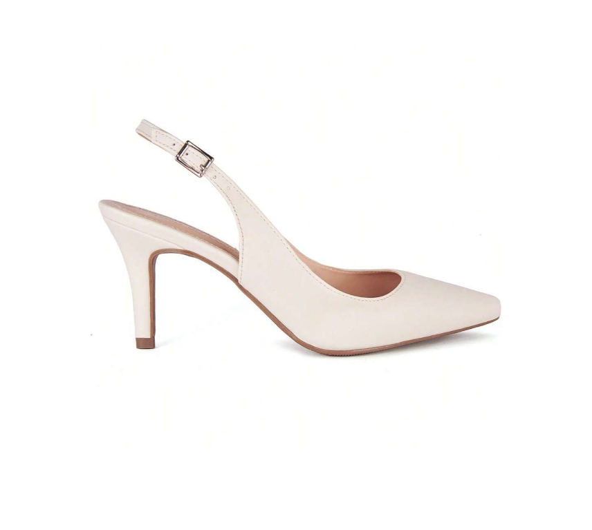 Scarpin Bege Verniz Salto Alto Slingback Aria