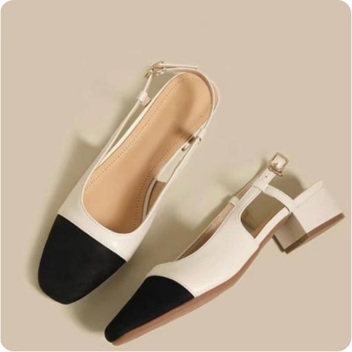 Scarpin Off-White Couro Cap Toe Aberto