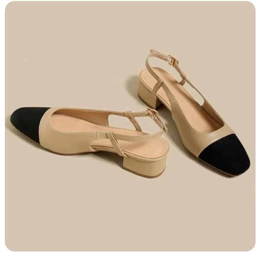 Scarpin Khaki Couro Cap Toe Aberto