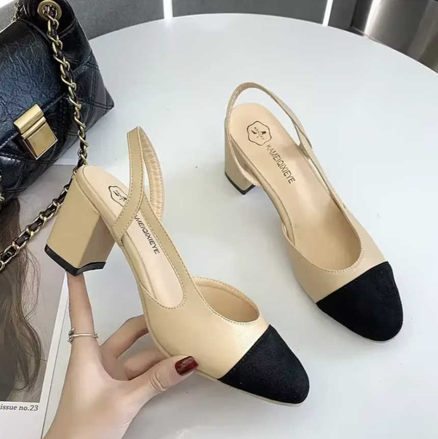 Scarpin Boneca Bege Couro Cap Toe