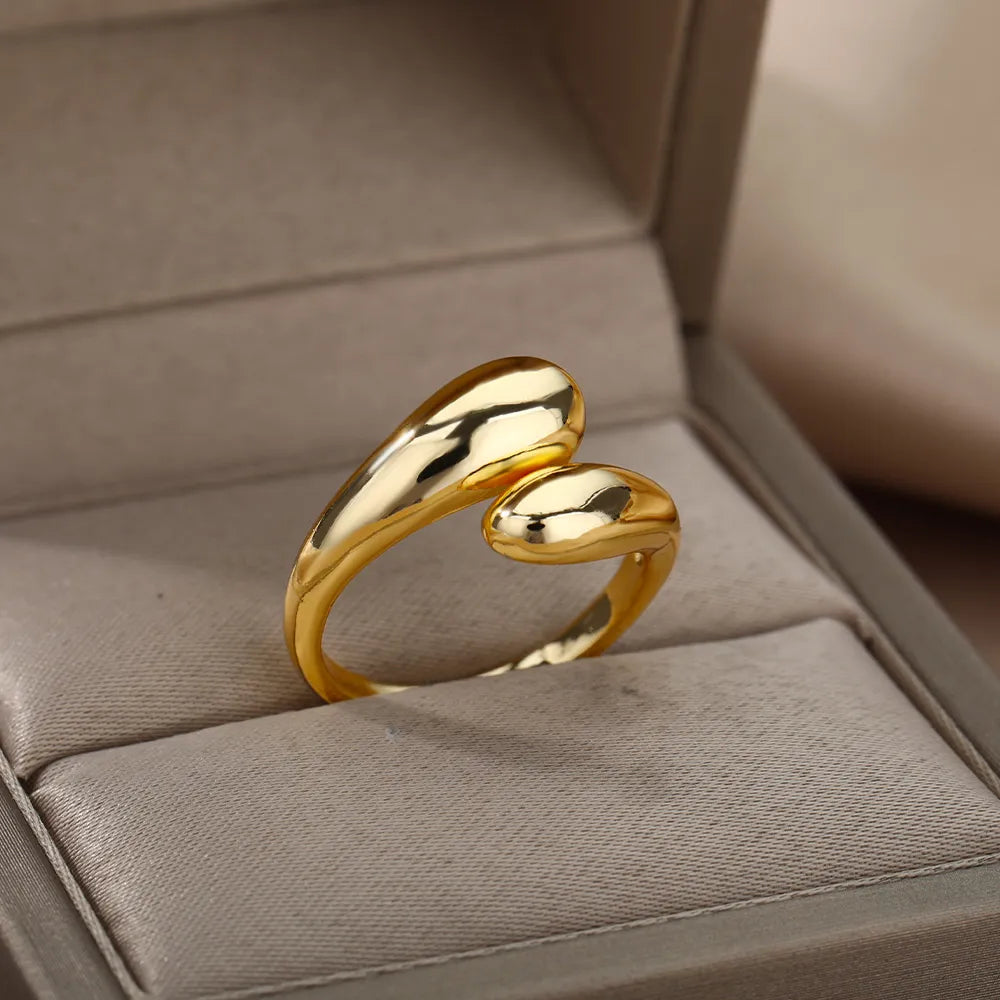 Anel Suave Bola Dupla Banhado a Ouro 18K