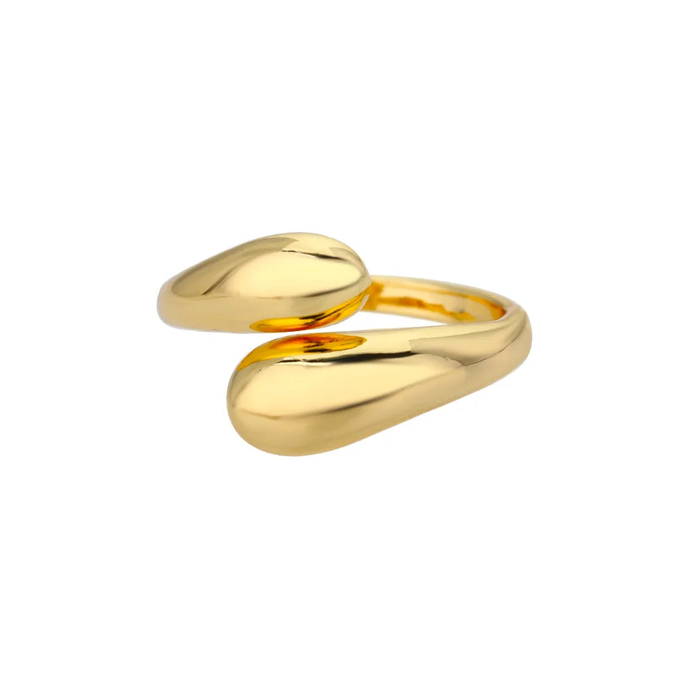 Anel Suave Bola Dupla Banhado a Ouro 18K