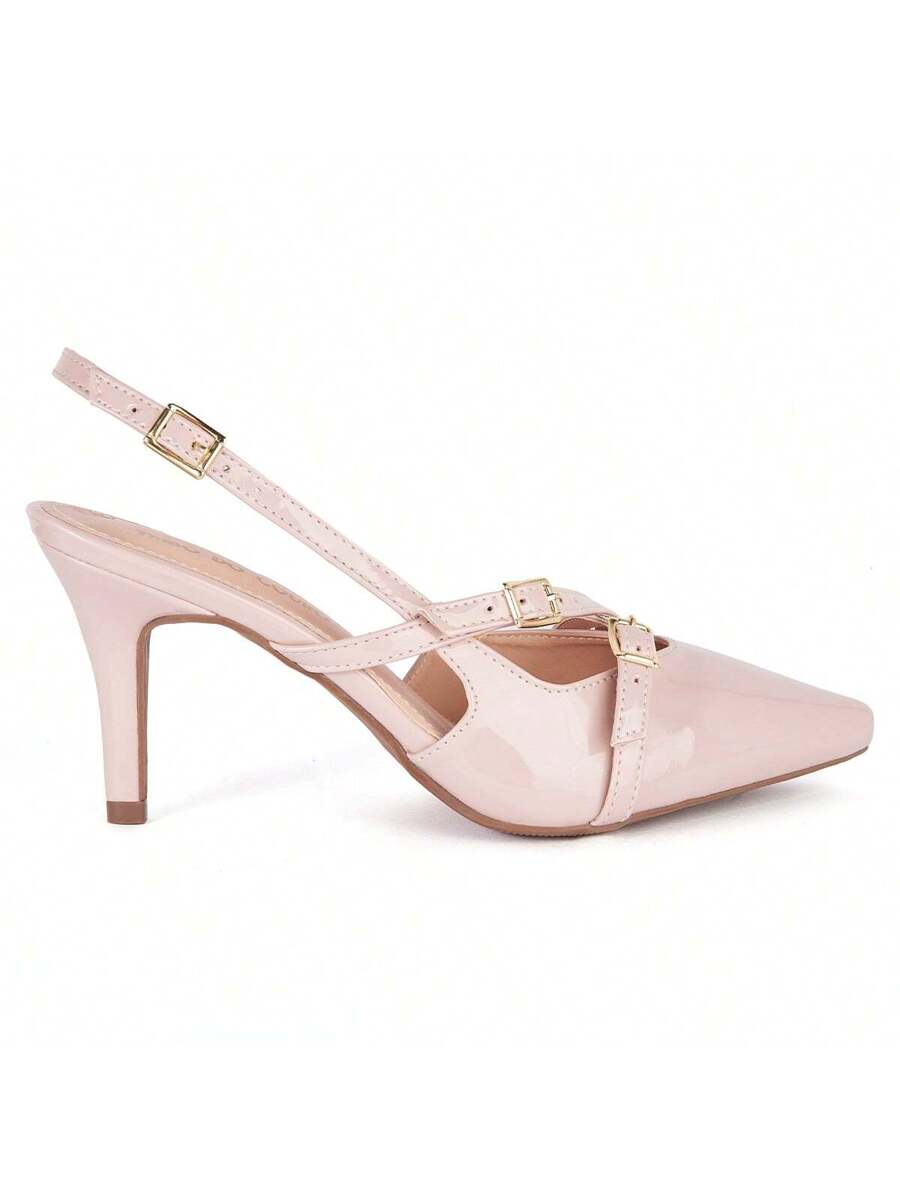 Scarpin Rosê Verniz Salto Alto Slingback Bela