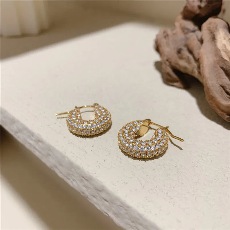Brincos de Argola Grandes e Pequenos Com Zircônia