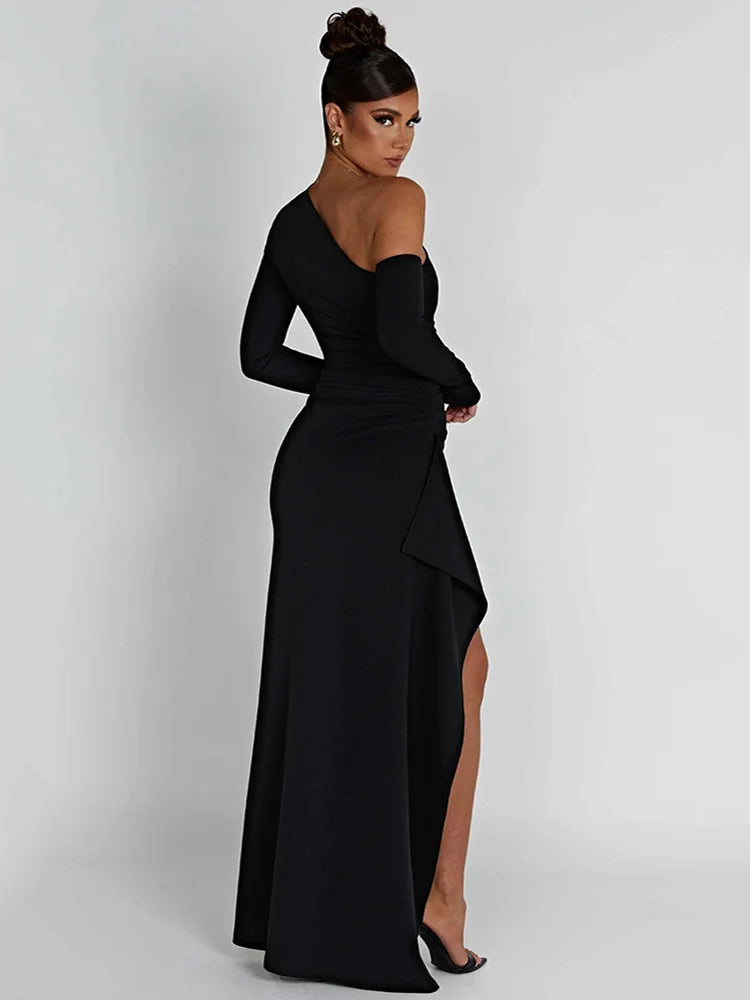 Vestido Longo Fenda com Manga Adriane