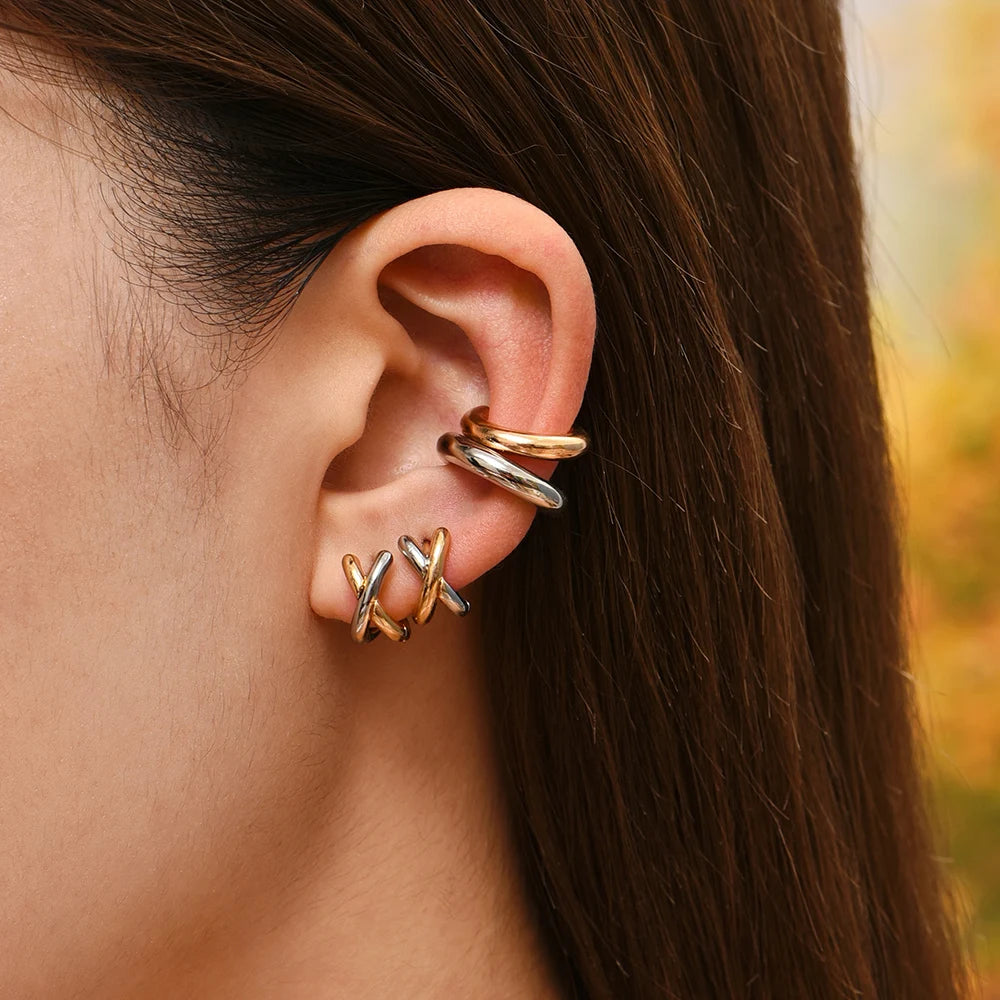 Brinco Cruzado Vanilla Banhado a Ouro 18K