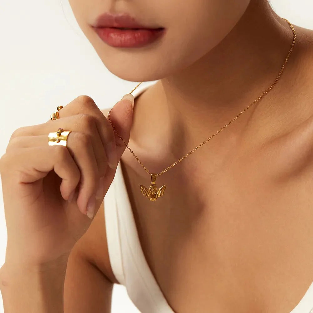 Colar Anjo Banhado a Ouro 18K