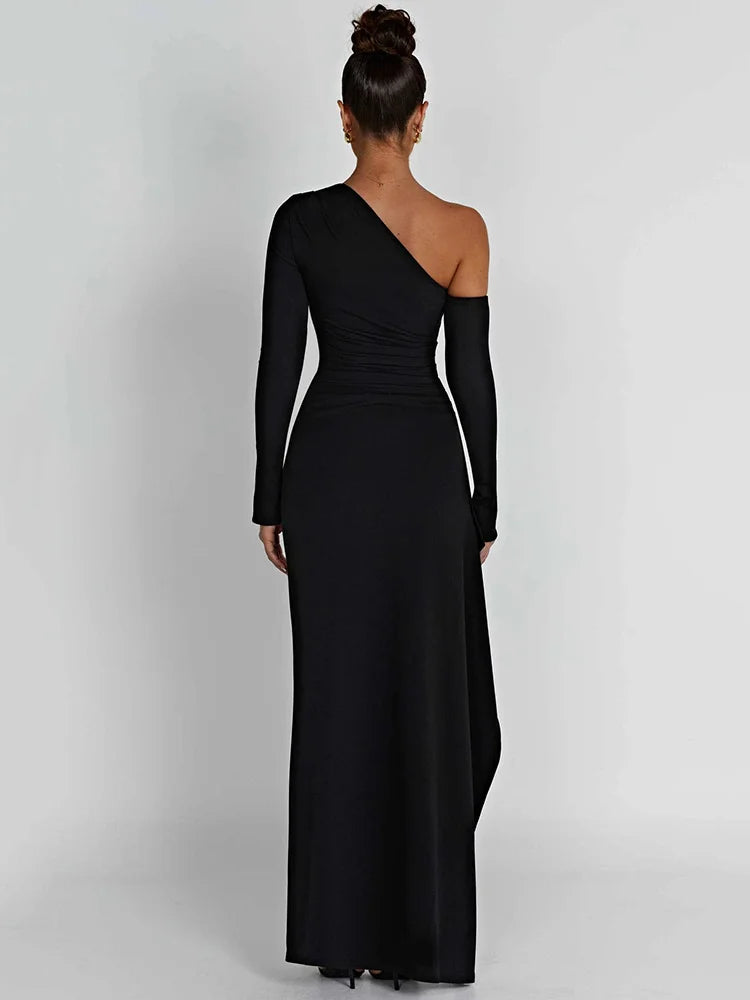 Vestido Longo Fenda com Manga Adriane