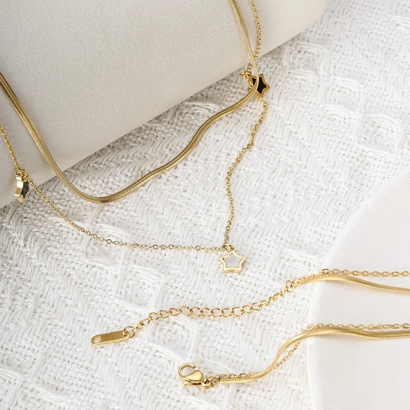 Conjunto de Joias Colar e Pulseira Estrela Banhado a Ouro 18K
