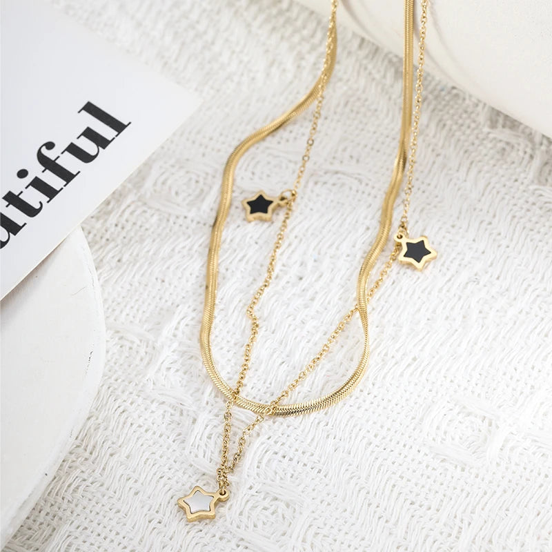 Conjunto de Joias Colar e Pulseira Estrela Banhado a Ouro 18K