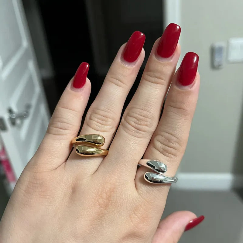 Anel Suave Bola Dupla Banhado a Ouro 18K