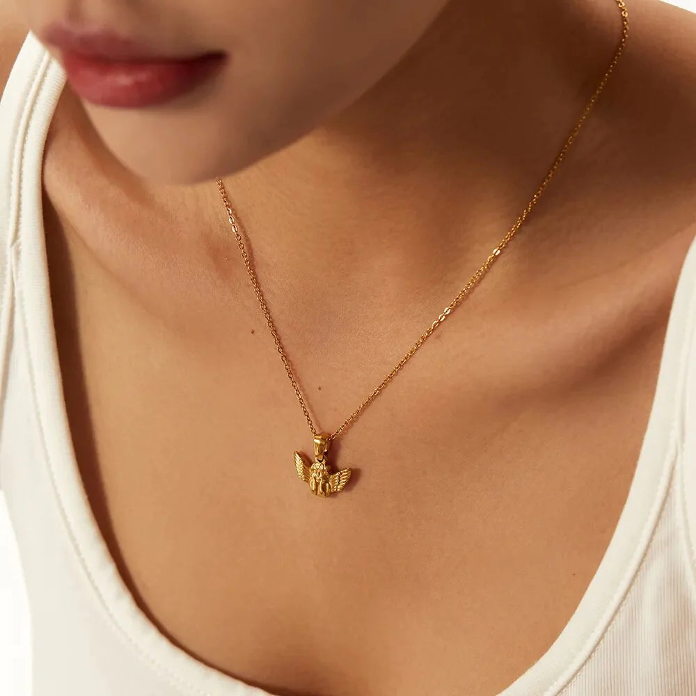 Colar Anjo Banhado a Ouro 18K
