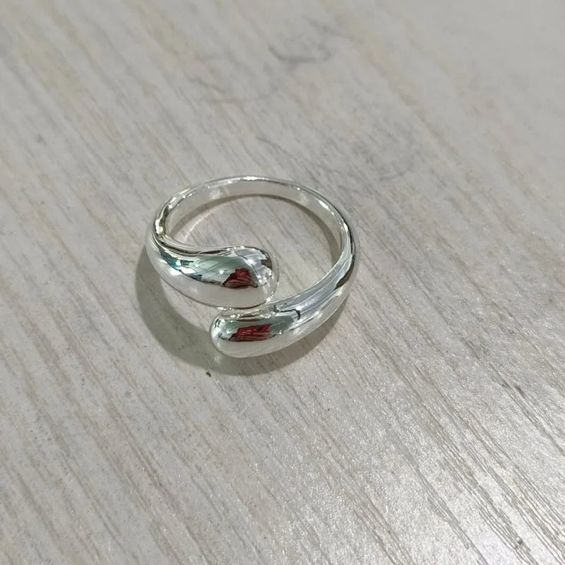 Anel Suave Bola Dupla Banhado a Ouro 18K