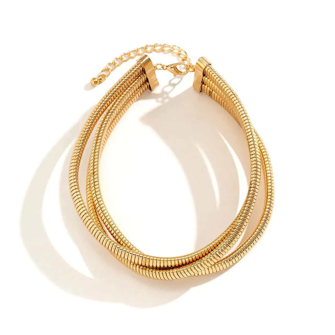 Gargantilha em 3 Camadas Banhado a Ouro 18K