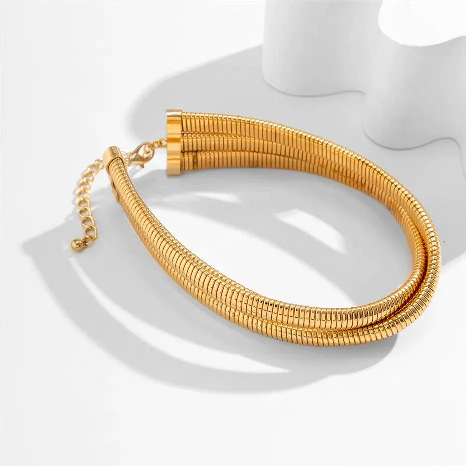 Gargantilha em 3 Camadas Banhado a Ouro 18K