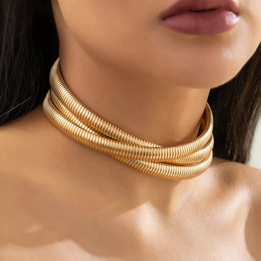 Gargantilha em 3 Camadas Banhado a Ouro 18K