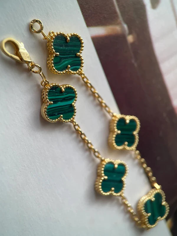 Pulseira Vintage Alhambra 5 Trevos Banhado a Ouro 18K