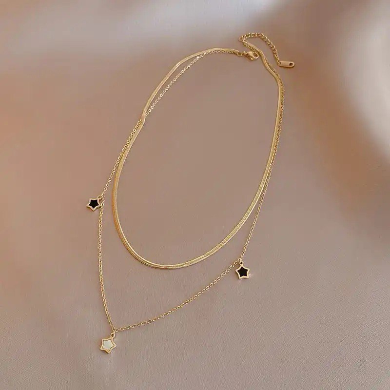 Conjunto de Joias Colar e Pulseira Estrela Banhado a Ouro 18K