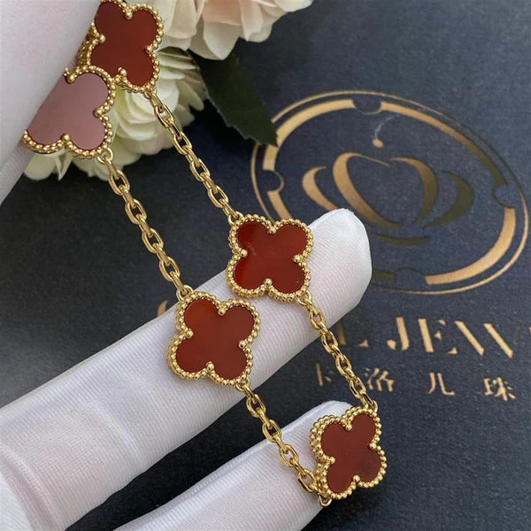 Pulseira Vintage Alhambra 5 Trevos Banhado a Ouro 18K
