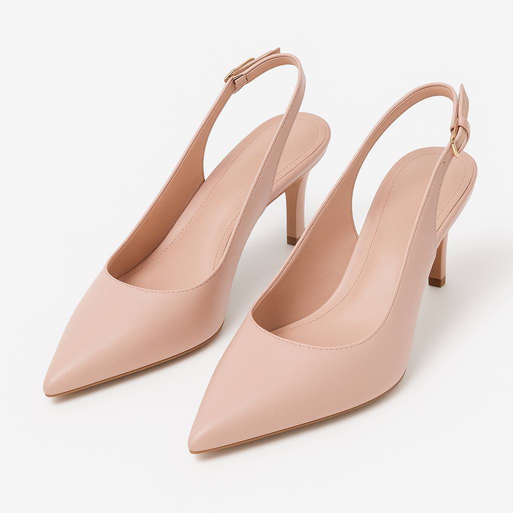 Scarpin Rosê Couro Salto Médio Slingback Aria