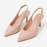 Scarpin Rosê Couro Salto Médio Slingback Aria