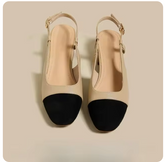 Scarpin Khaki Couro Cap Toe Aberto