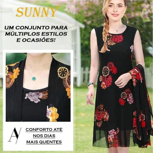 Conjunto Sunny Vestido + Cardigã / Conforto Extra Até Nos Dias Mais Quentes!