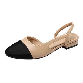 Scarpin Lisa Cap Toe Bege Salto Baixo
