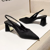 Scarpin Slingback Preto Venance de Couro