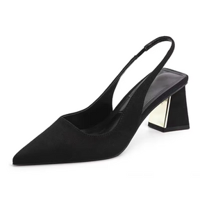 Scarpin Slingback Preto Venance de Couro
